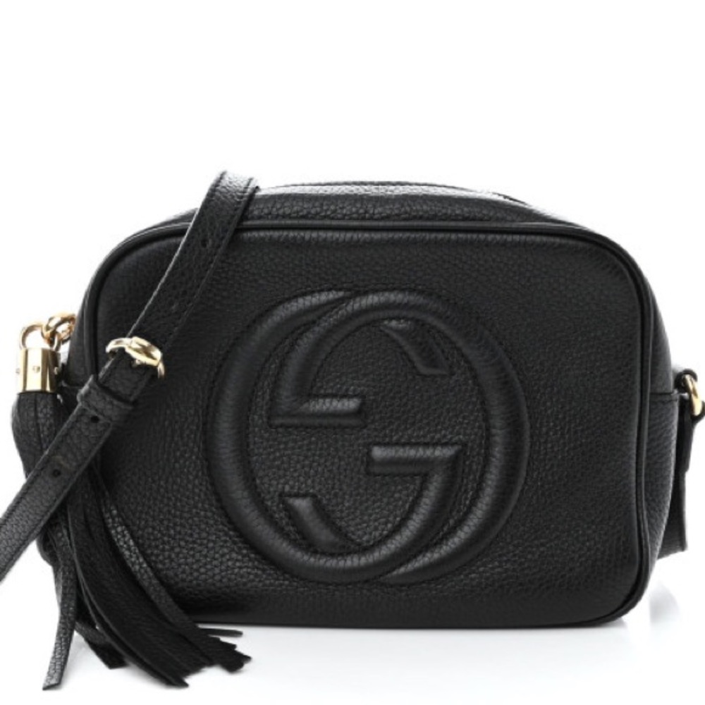 COPY Gucci soho disco crossbody bag genuine pebbled leather black NEW